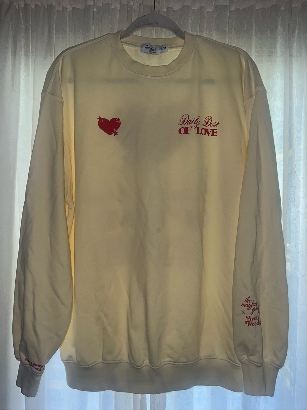 Mayfair Group X Avery Woods Daily Dose Of Love Crewneck S/M Oversized - Picture 3 of 11